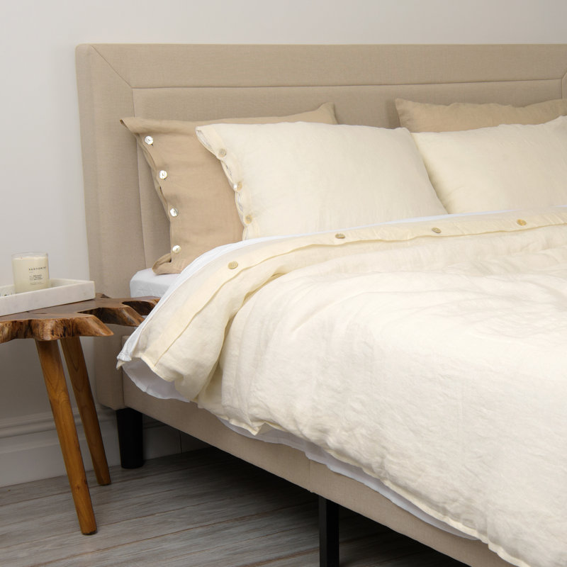 Modern & Contemporary Cotton Duvet Cover, King Duvet Cover + 2 King Shams, Ivory