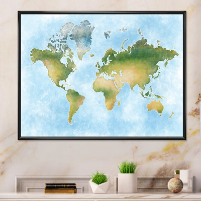 " Map Of The World In Green And Blue "
