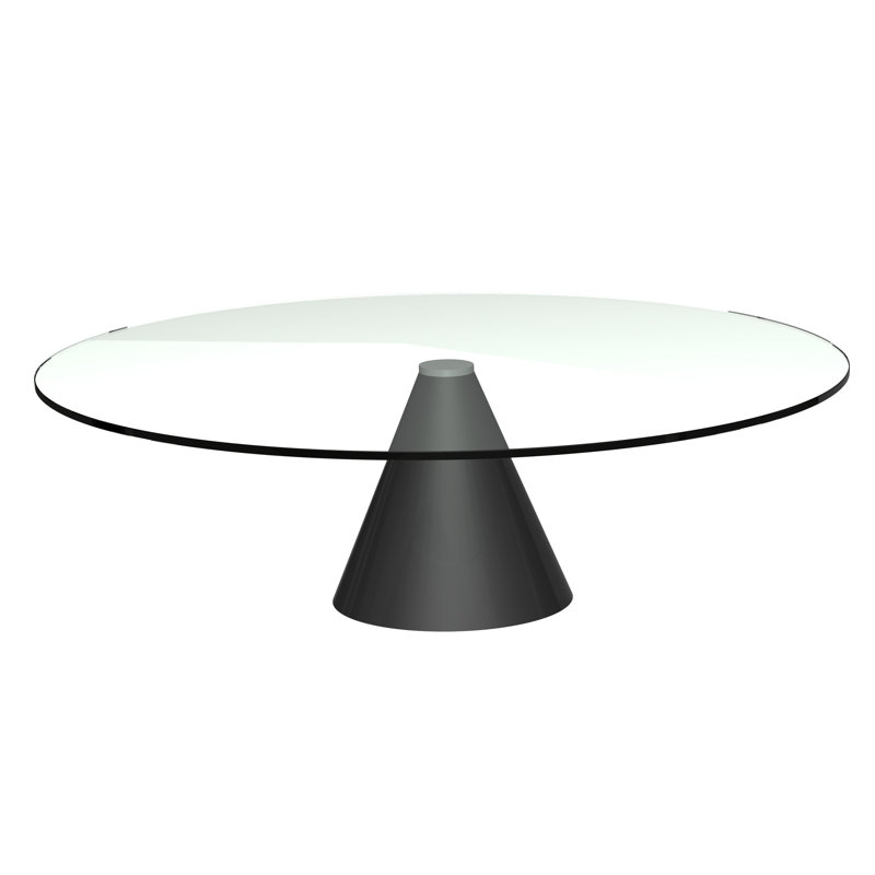 Bedminster Pedestal Coffee Table, 33.3cm H x 110cm W x 110cm D, Black, Clear