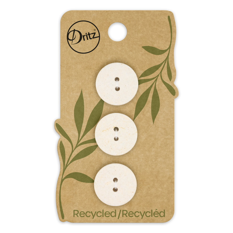 Dritz Recycled Cotton Round Button, 18mm, Natural, 9 Buttons