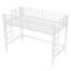 Lit mezzanine simple en métal avec garde-corps et échelle facile à monter, taille très grand, blanc-1800543592