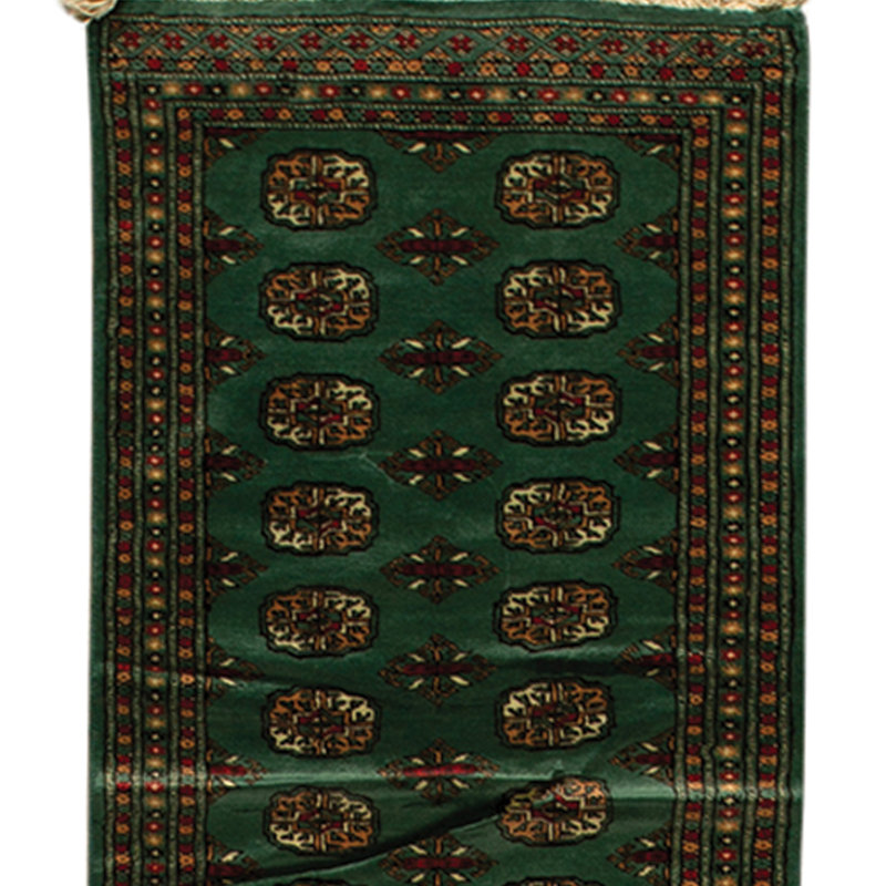 Hand Knotted Wool Area Rug in Green
