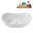 59" Streamline Soaking Glossy White Freestanding Tub With Internal Drain in Polished Gold