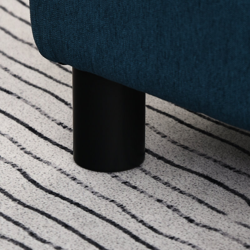 Blue Cube Foot Stool, Linen Covered With Strong Plastic Legs, Adds Comfort To Living Room Fabric Footrest In Blue, Creating A Relaxing Ambiance