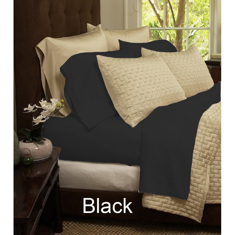  Ensemble de draps en rayonne Luxury Home, Noir