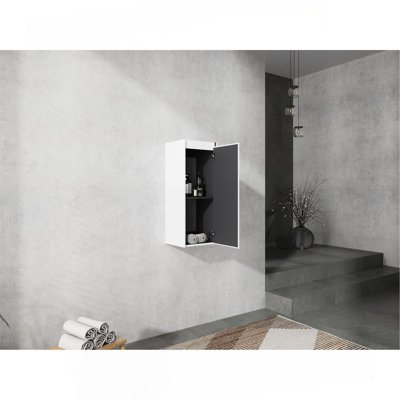 12" Bathroom Side Cabinet,Soft Close Doors,Float Mounting Design