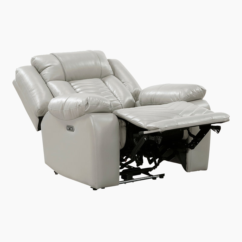 Marlow 40" Modern & Contemporary Power Recliner - Faux Leather Recliner with supportive high-density foam, USB charging, LED lighting, and V-pattern stitching.