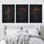 «Grunge Moody Flower Minimalist Floral and Botanical», ensemble de 3 toiles encadrées