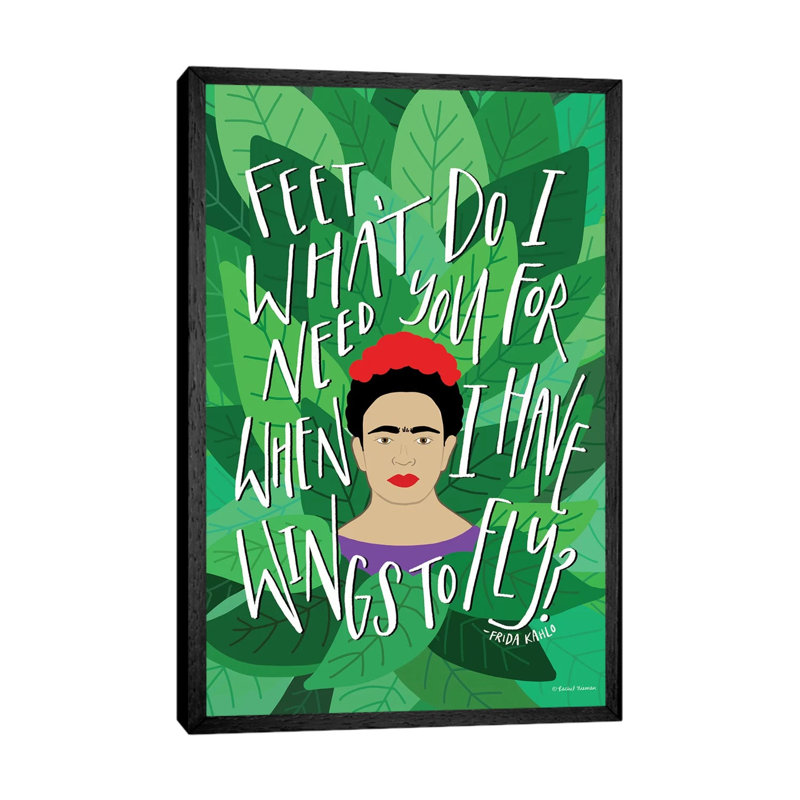 Frida - Wings To Fly by Rachel Nieman - Print on Canvas, 66.04cm H x 45.72cm W x 3.81cm D, Black Framed