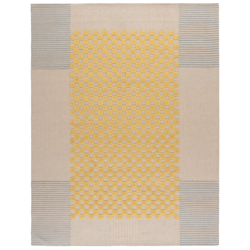 Genre 85% laine à carreaux touffetée à la main 85%; Tapis à motifs géométriques 15% coton, Rectangle 9 pi x 12 pi