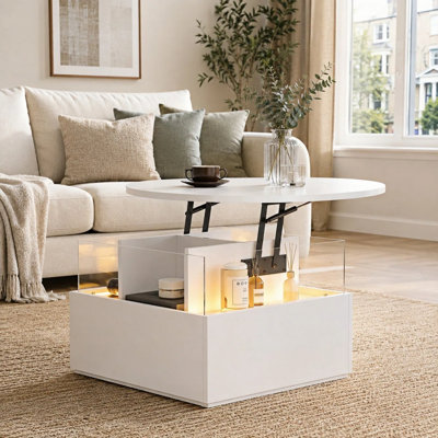 Alpena Round Lift Top Coffee Table with Square Base