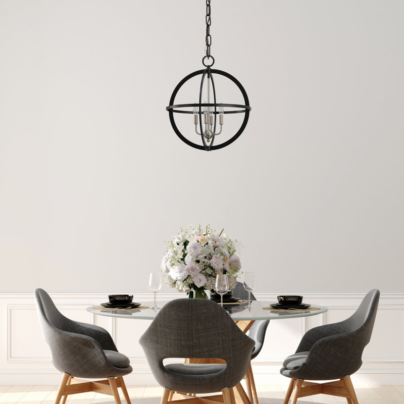 Demetricus 4 - Light Globe Pendant in Matte Black, Black