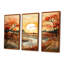 Ensemble de salon art oranges orange coucher de soleil coucher de soleil - forêt et rivière-108457086-108457085