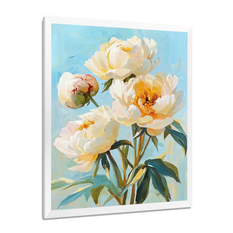Bradcliff - art mural floral, H 20 po x l 12 po, Reproduction encadrée d'une seule photo, Blanc