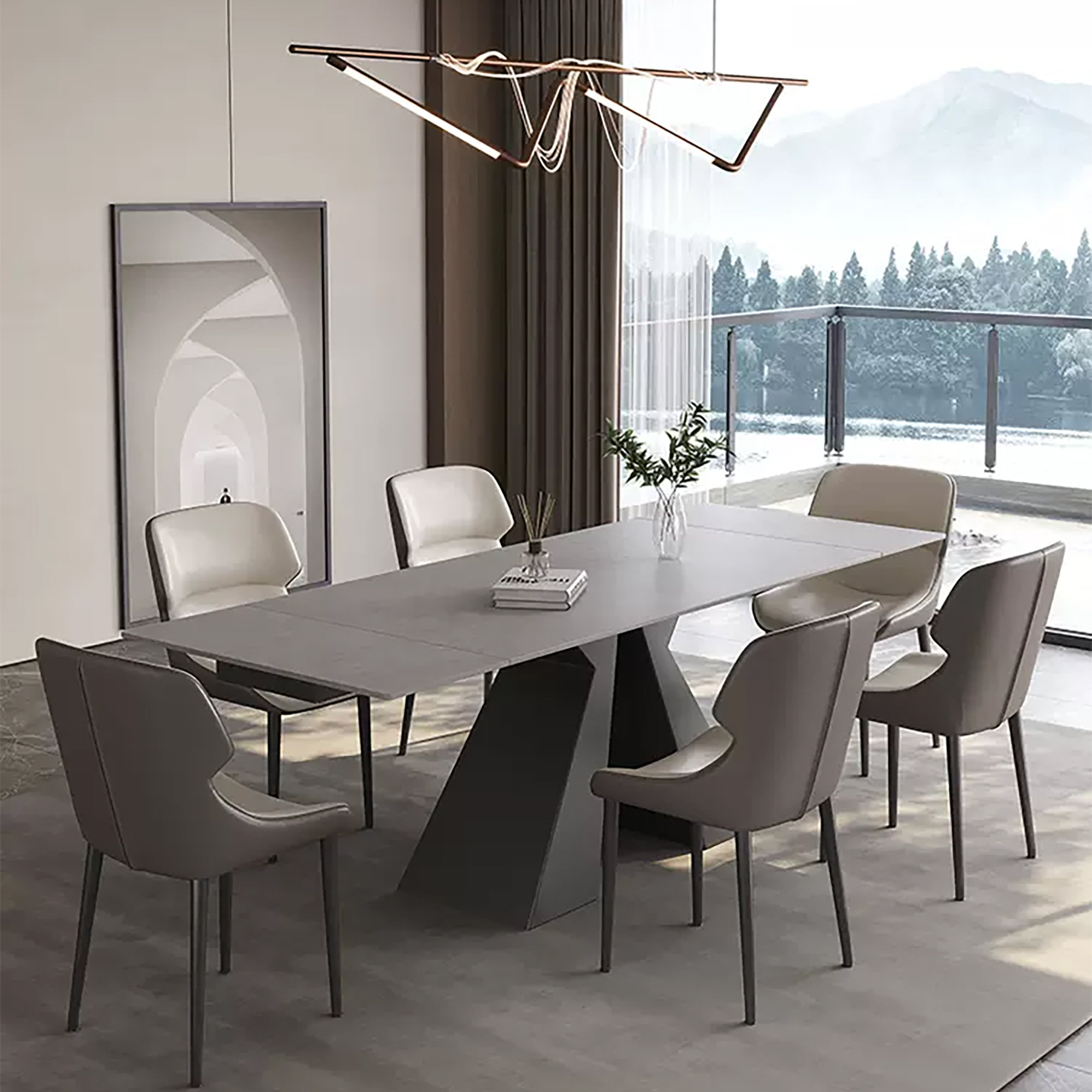 Brayden Studio 63" to 95" Extendable Sintered Stone Dining Table for 4 ...