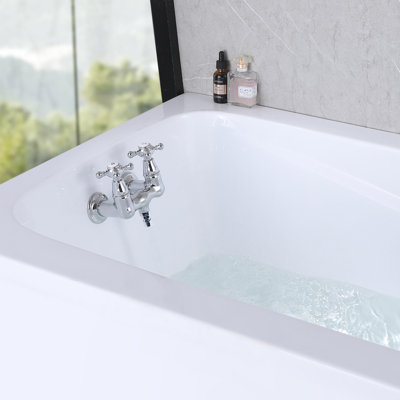 Robinet de baignoire à pattes murale à deux poignées