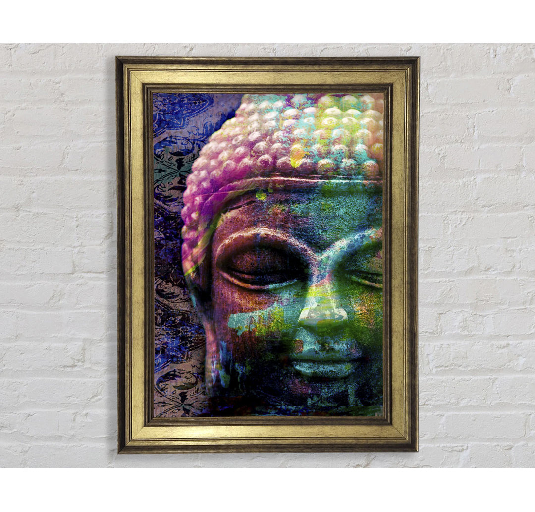 Retro Regenbogen Buddha - Einzelner Bilderrahmen Kunstdrucke