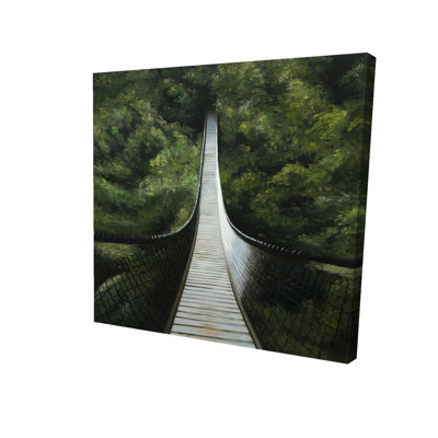 Suspended Bridge in Forest Canvas - Modern Bedroom Wall Art