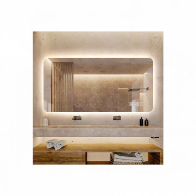 Miroir de salle de bain 40 * 30 pouces à DEL biseauté, miroir à DEL 3000-6000K dégradé à l'avant et à l'arrière pour salle de bain, 3 couleurs à intensité variable, anti-buée amélioré IP54, miroir mural à plaques suspendues (miroir biseauté