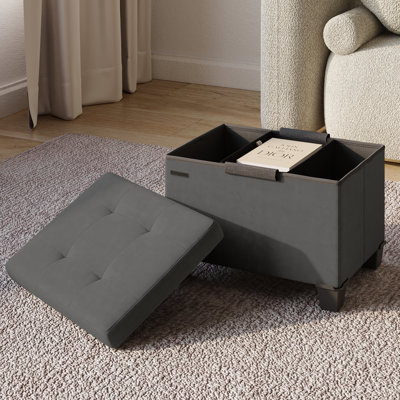Nestl Vérrant Velvet Storage Ottoman Bench with Removable Legs and Hidden Storage