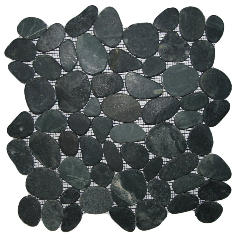 Carreau de mosaïque en pierre naturelle noir Congo Finition matte imperméable 12 po x 12 po