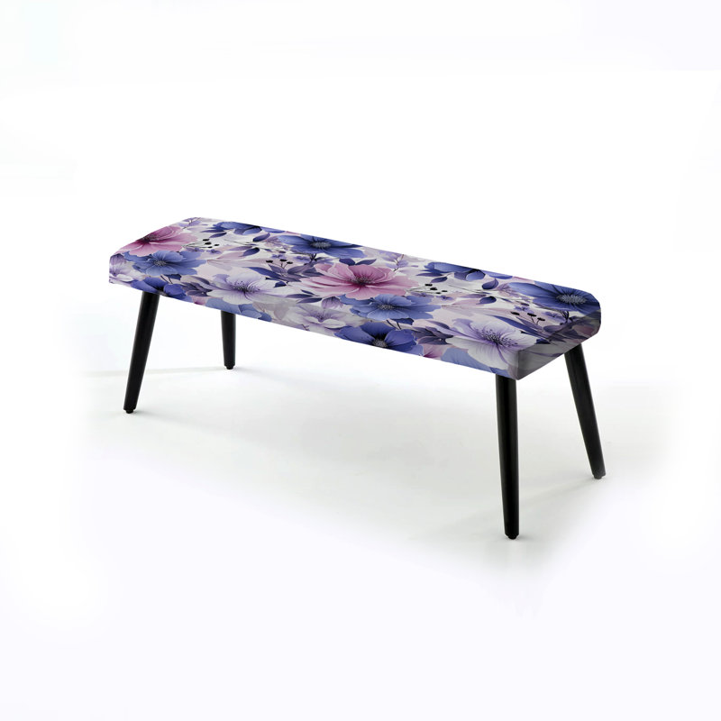 Exquise beauté mauve à motif floral - Banc noir rembourré floral