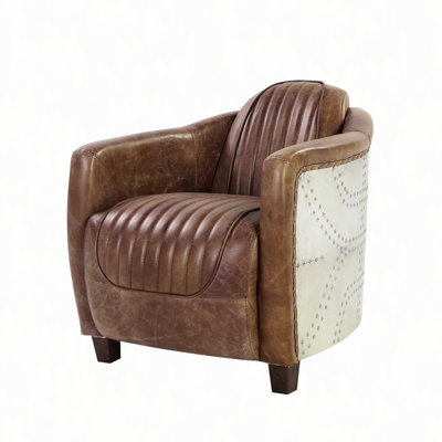 Brancaster Retro Grain Leather & Aluminum Chair