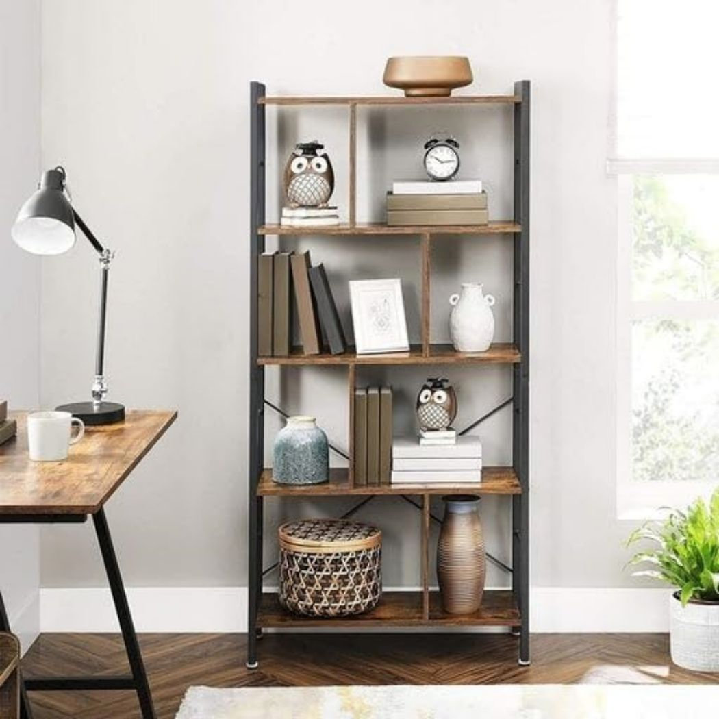 Alicai 154.5cm H x 74cm W Steel Geometric Bookcase