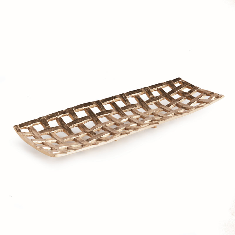 Lopa Decorative Rectangular Tray,  Champagne Gold