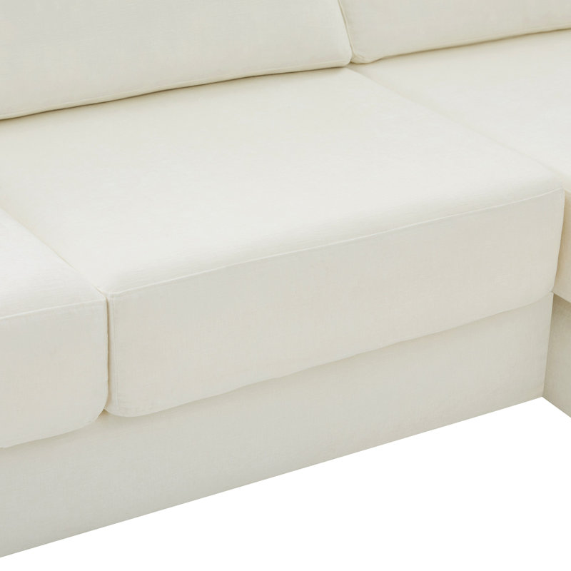 Canapé d'angle modulaire en L avec coussins double couche, Beige