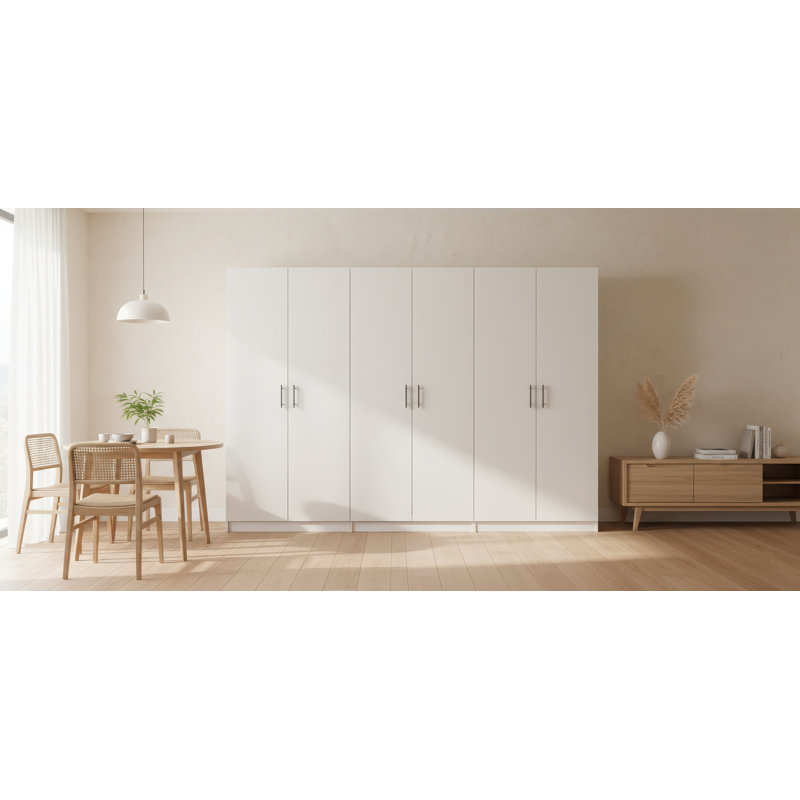 Armoire de rangement polyvalente blanche Modex (ensemble de 3 pièces), H 70,9 po x l 94,5 po x P 15,7 po, Blanc