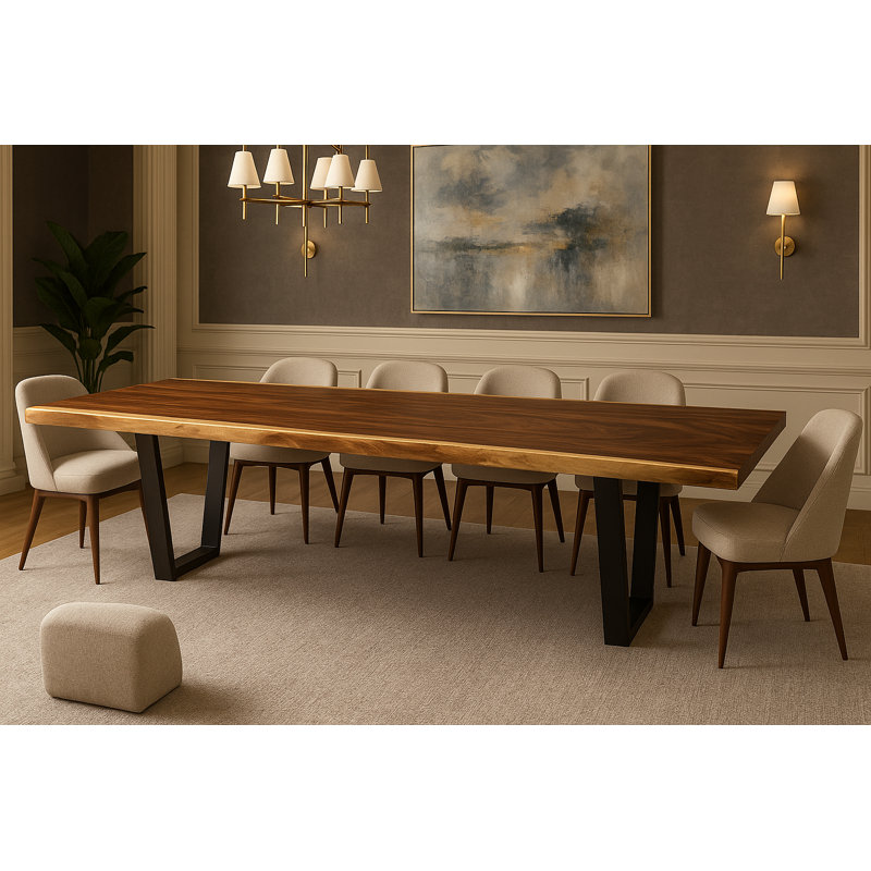 Table de salle à manger en bois massif 71 pouces Live Edge - Brun, H 30 po x L 71 po x l 40 po, Brun