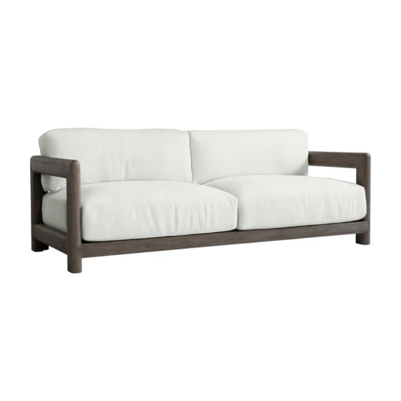 Montaigne 80'' Wide Teak Loveseat with Cushions, Cream Linen 6025-002