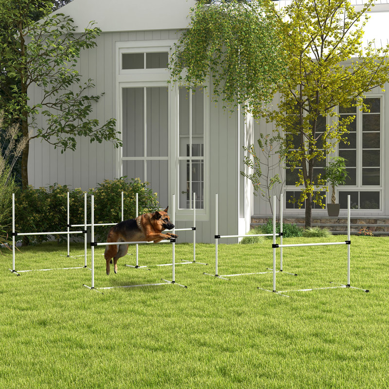 Ensemble de dressage pour chien avec 6 barres de saut à hauteur réglable, 6 sachets de transport bleu