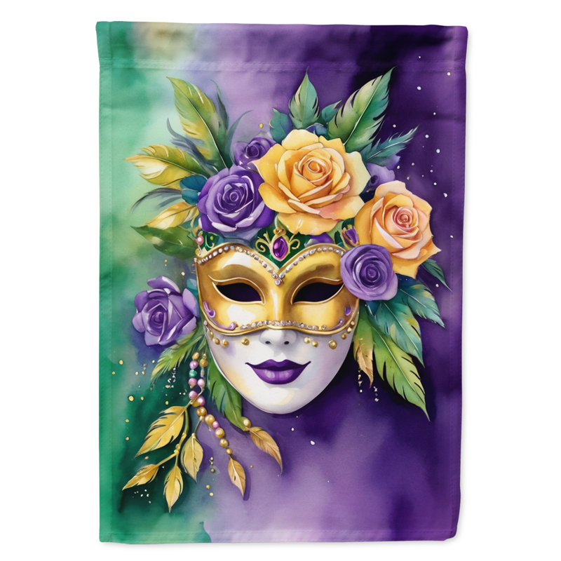 Double Sided 15.5 in. H x 11.25 in. W Polyester Mardi Gras Garden flag