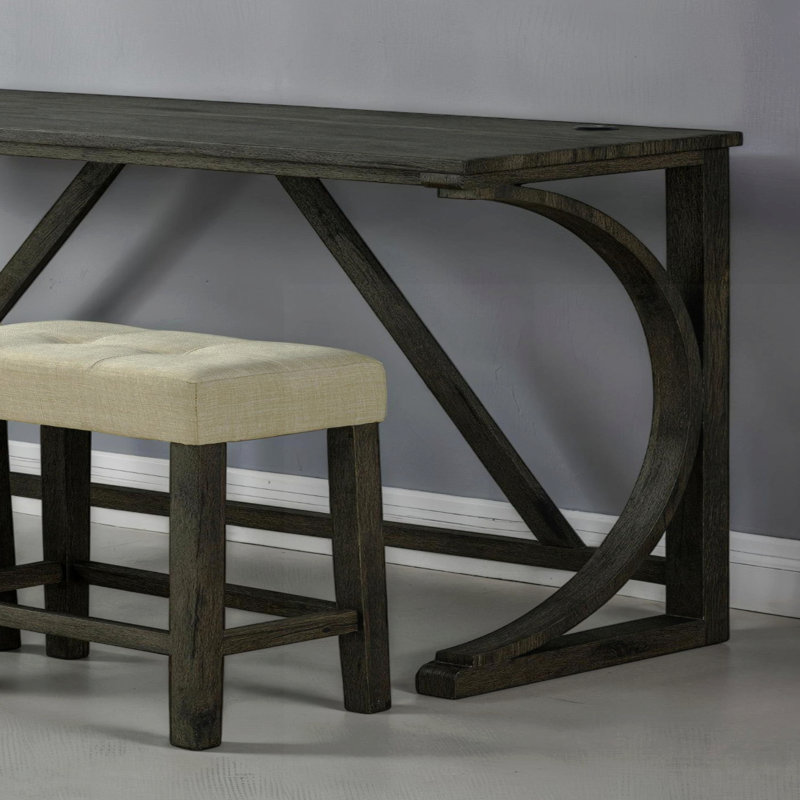 Ensemble de table de salle à manger moderne et brun avec 3 tabourets de salle de bain USB