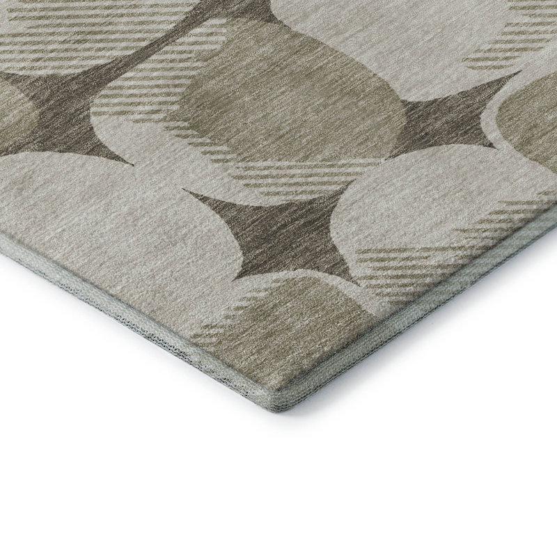 Tapis taupe Prisco lavable à la machine de qualité supérieure, Rectangulaire 3 pi x 5 pi