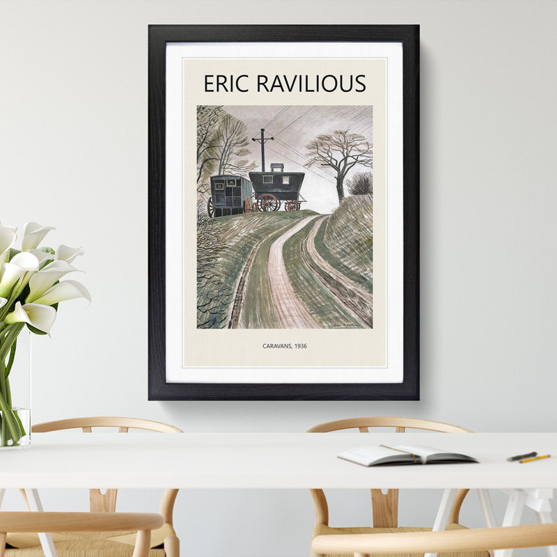 Cart on Hill by Eric Ravilious - Picture Frame Art Prints, 48cm H x 36cm W x 2cm D, Black