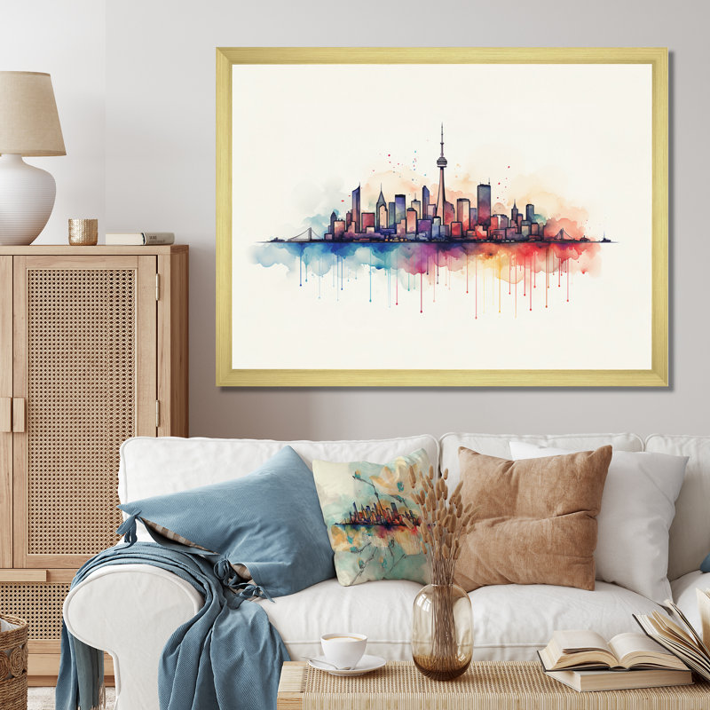 Canada Toronto City I - reproduction sur toile, Cadre doré à une seule photo, H 24 po x l 32 po x P 1 po
