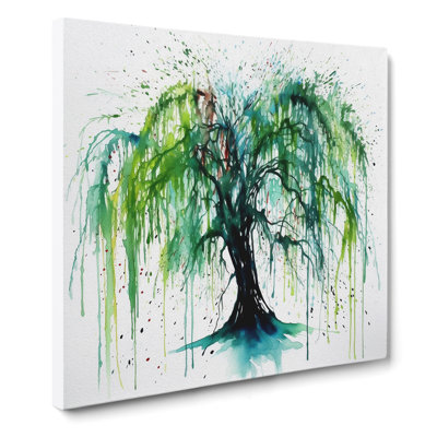 Weeping Willow Splatter Art - Wrapped Canvas - Framed Print