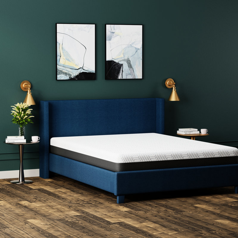Matelas simple de 8 pouces avec changement de phase de refroidissement, mousse à mémoire de forme I-Gel ventilée de 1 po, base de 3 po et 4 po, housse ferme en mousse blanche et grise, matériau de refroidissement à changement de densité, + gris