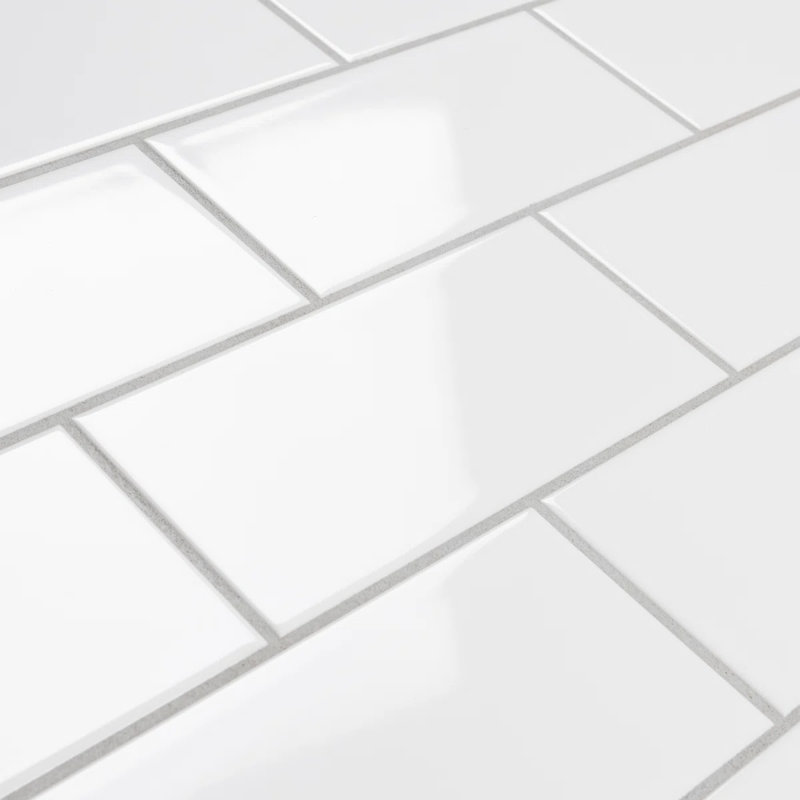 Autographe | Carreau de céramique 4 "x 8", Blanc brillant