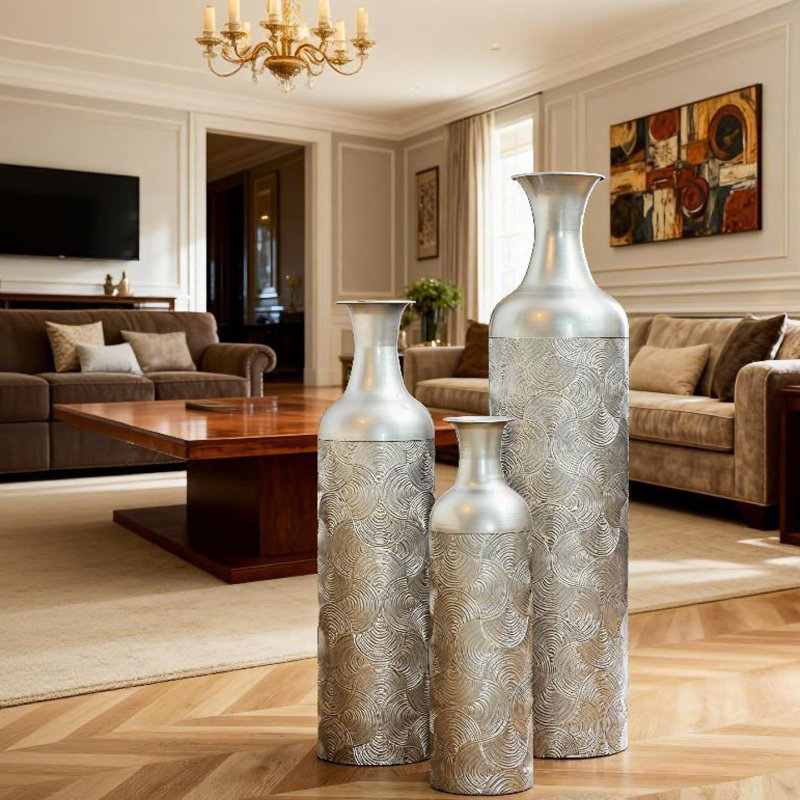 Tall Cylindrical Vases (3 Sizes) – Luxury Silver Decor for Modern/Luxury Homes