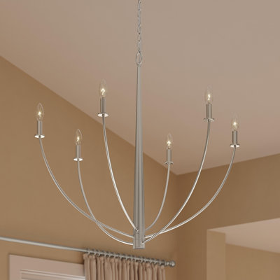 Jheni Six-Light Brushed Nickel Chandelier