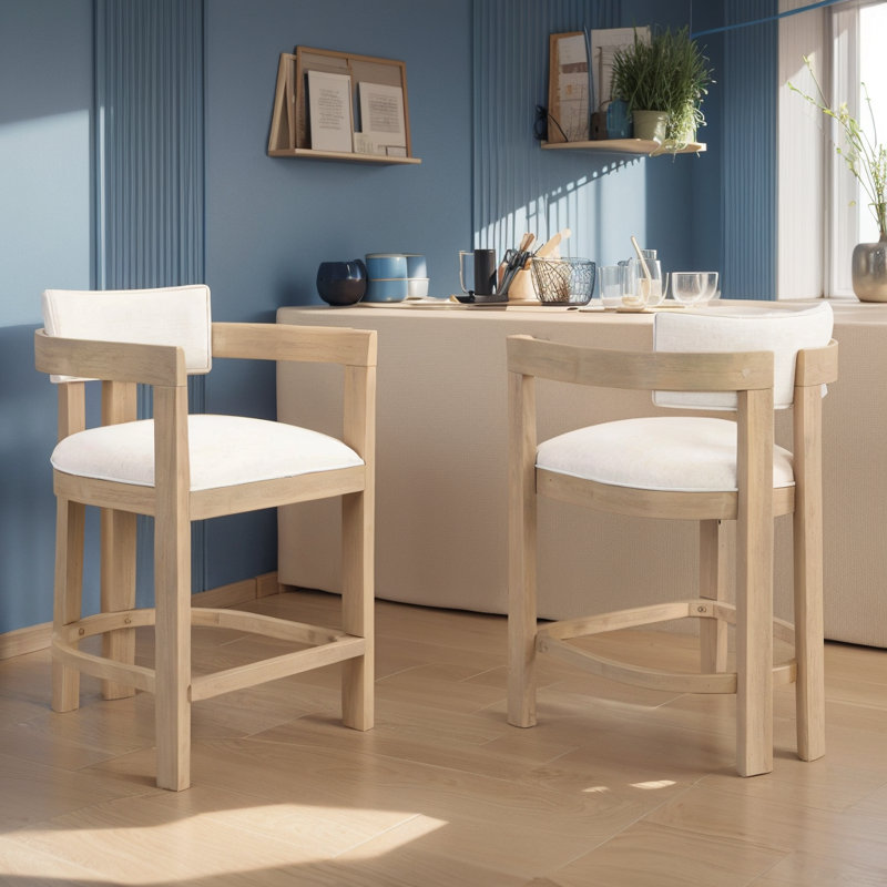 Tabouret de bar 26 po, tabourets de comptoir rembourrés (ensemble de 2) - Naturel