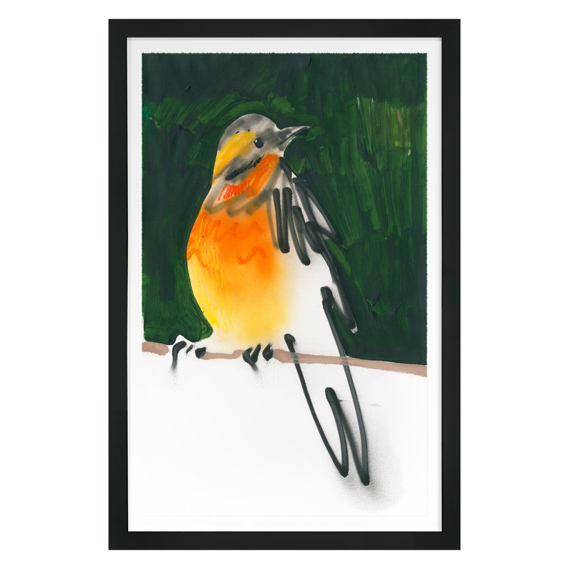 American Robin Print by PC Ngo, Black Framed, 30" H x 20" W