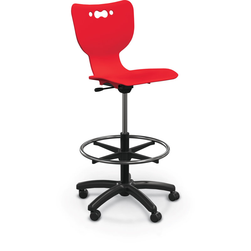 Hierarchy Classroom Stool with Wheels, Red