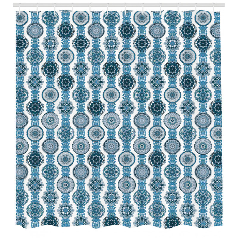 Ethnic Shower Curtain Set + Hooks, 70" H x 69" W