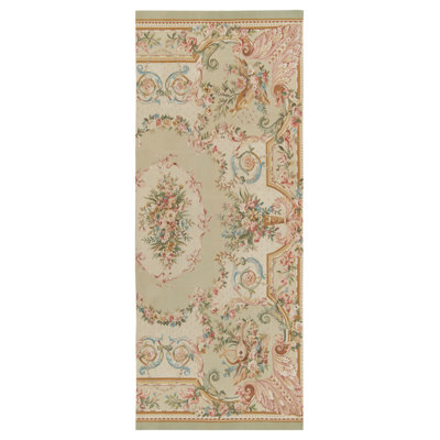 One-of-a-Kind Runner 5' X 12'5" 2010s Runner Wool Area Rug in Beige/Green/Pink