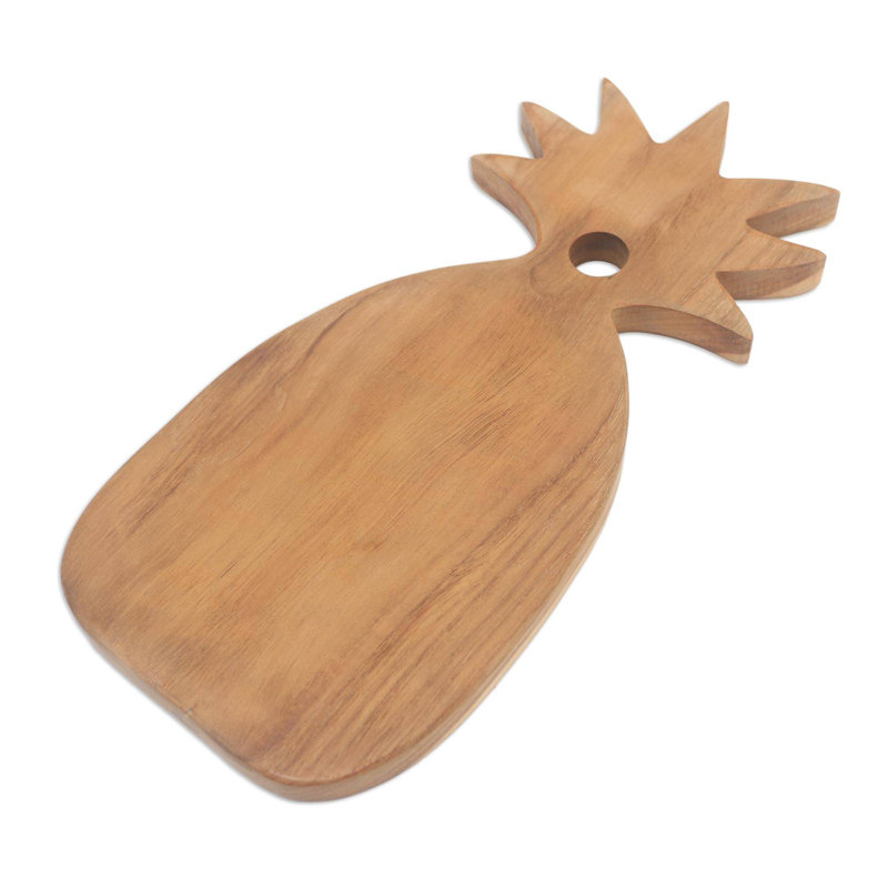 Handcrafted Teak Wood Pineapple Shaped Cutting Board